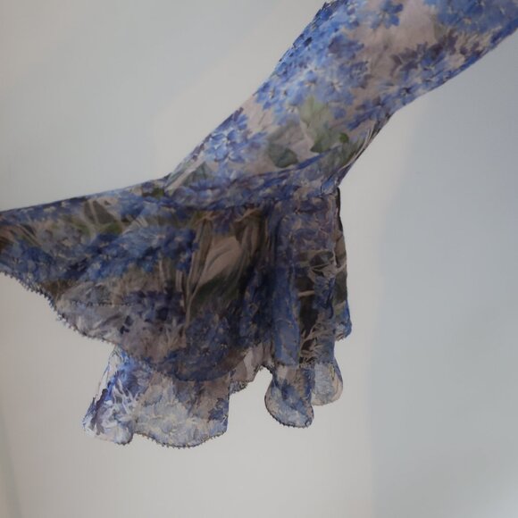 Women Zimmermann Blue Cornflower Print 2Pc Silk Blend Luminous Blouse Top 2 US/M - Picture 5 of 16